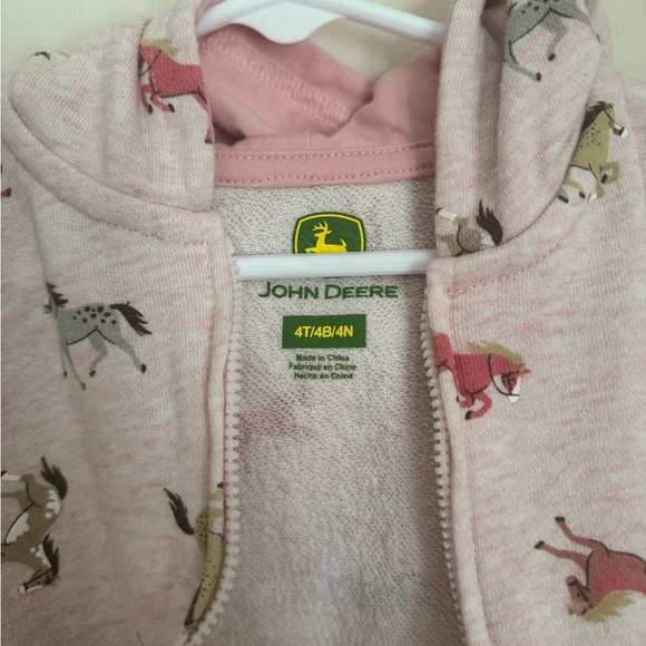 John Deere Girls 4T Pink Horse Print Zip Up Hoodie Sweatshirt - Picture 5 of 5